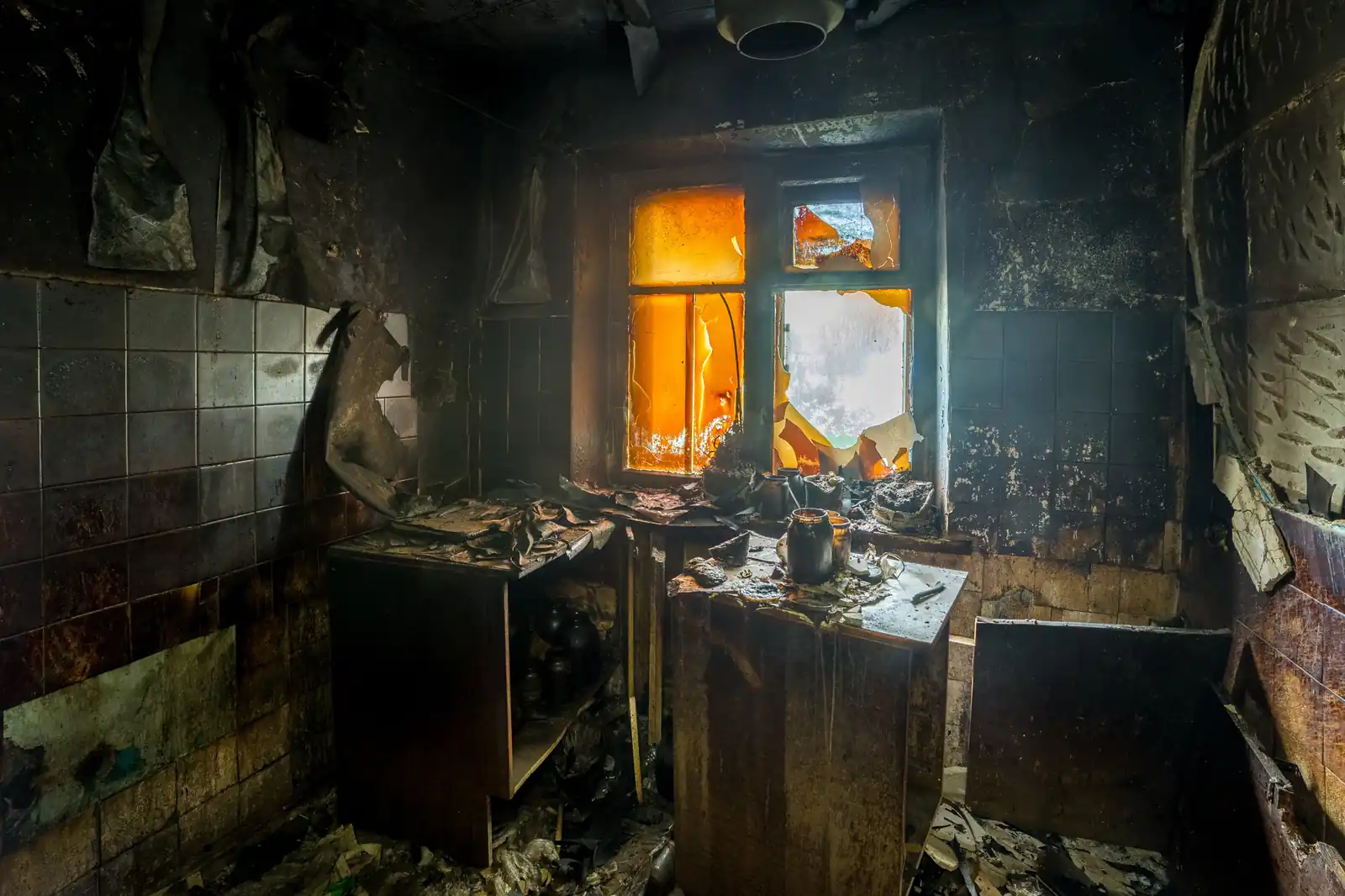 Fire damage restoration crew responding to a house fire in West Covina, CA near 91791